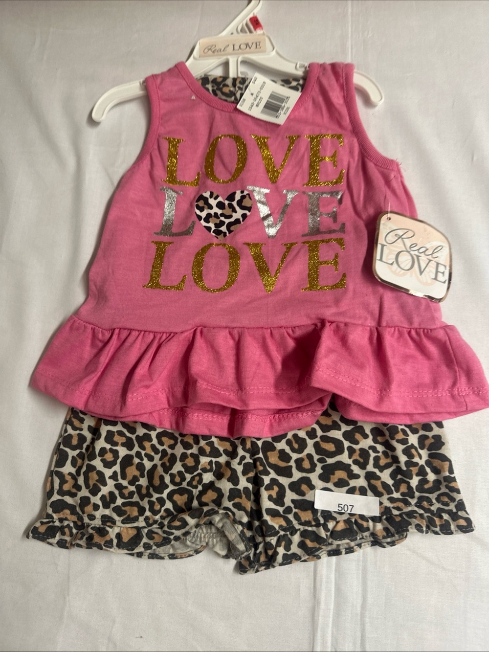 NVLT Pink Ruffle Tank with Leopard Accent